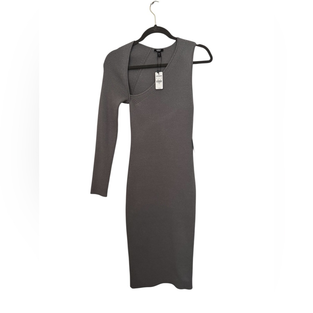 Express Gray One-Shoulder Dress